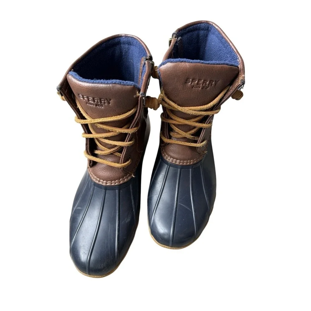 Sperry Saltwater Duck Boots Navy Girls Size‎ 4M Youth No Box Waterproof